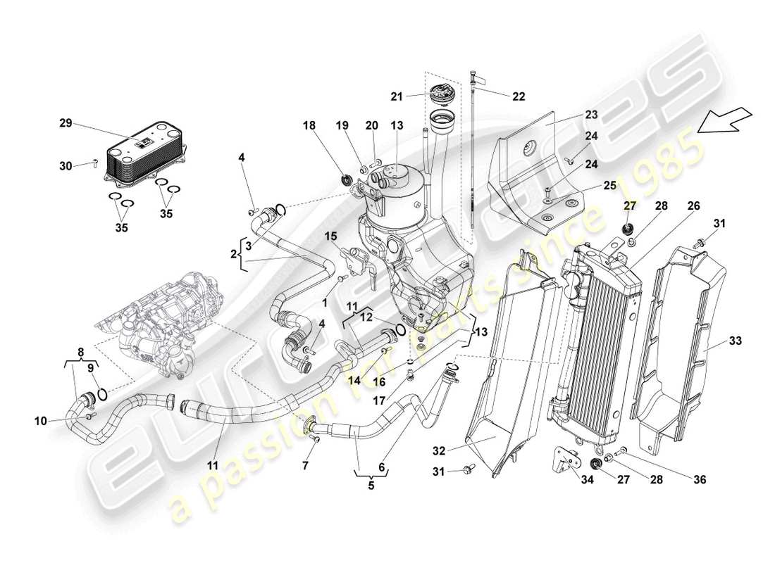 lamborghini lp570-4 sl (2010) diagrama de piezas del recipiente de aceite