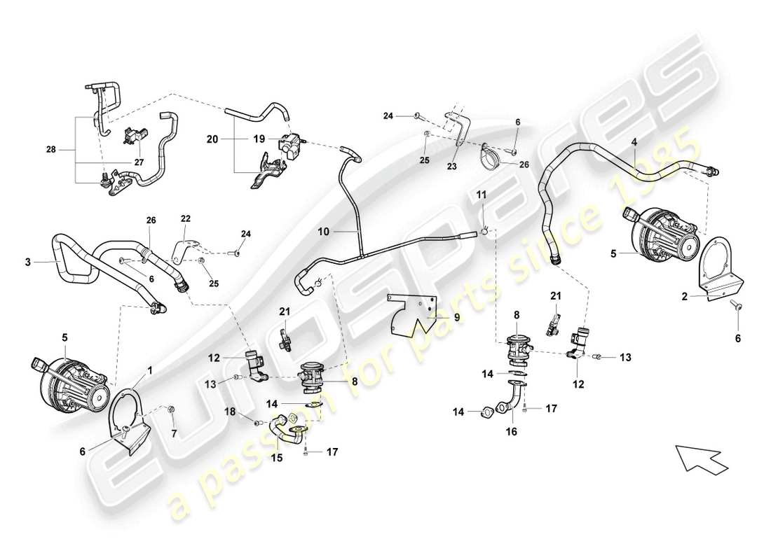 lamborghini lp570-4 sl (2010) diagrama de piezas de la bomba de aire secundario