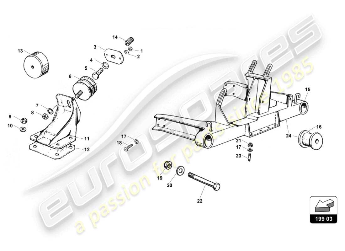un diagrama de piezas del catálogo de piezas lamborghini countach 25th anniversary (1989)