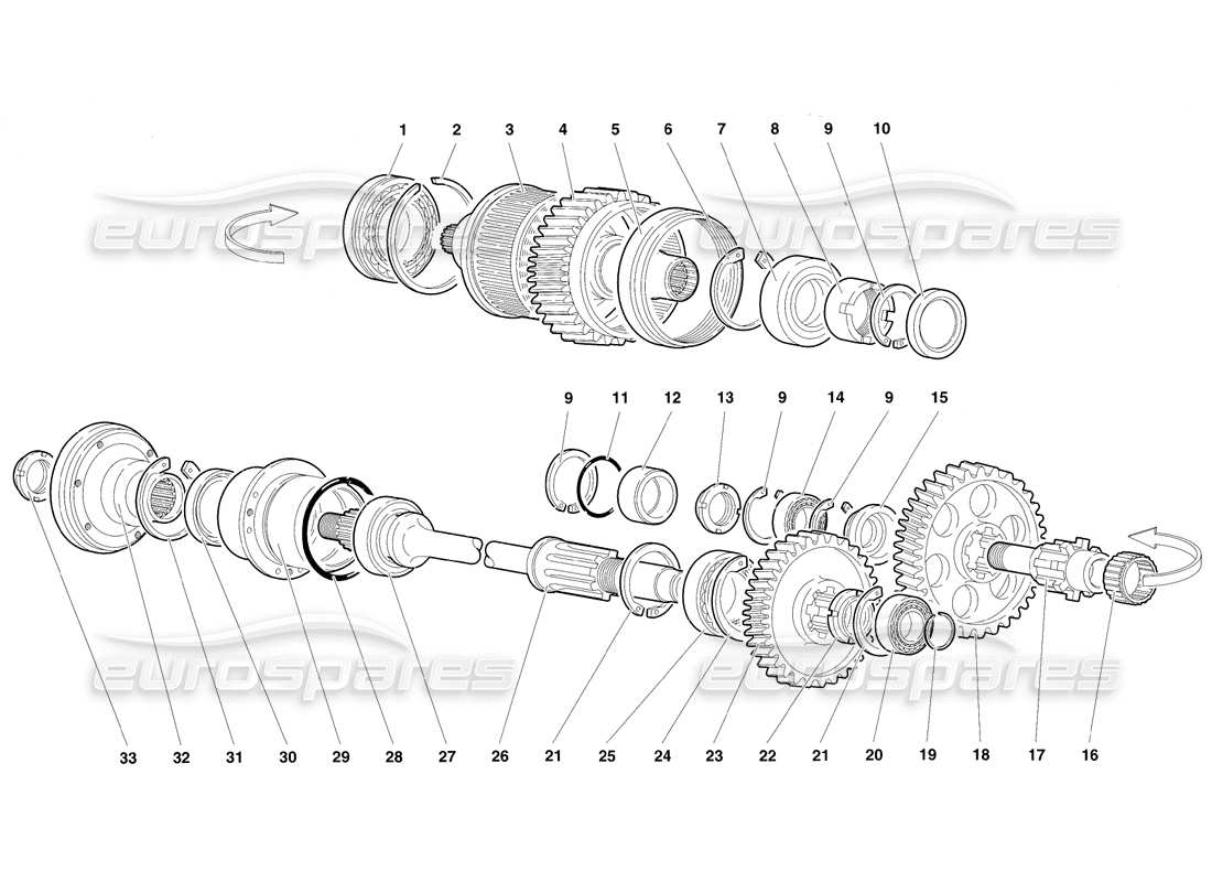 lamborghini diablo sv (1997) diagrama de piezas del extremo de la transmisión de engranajes (válido para canadá: 1997 de marzo)