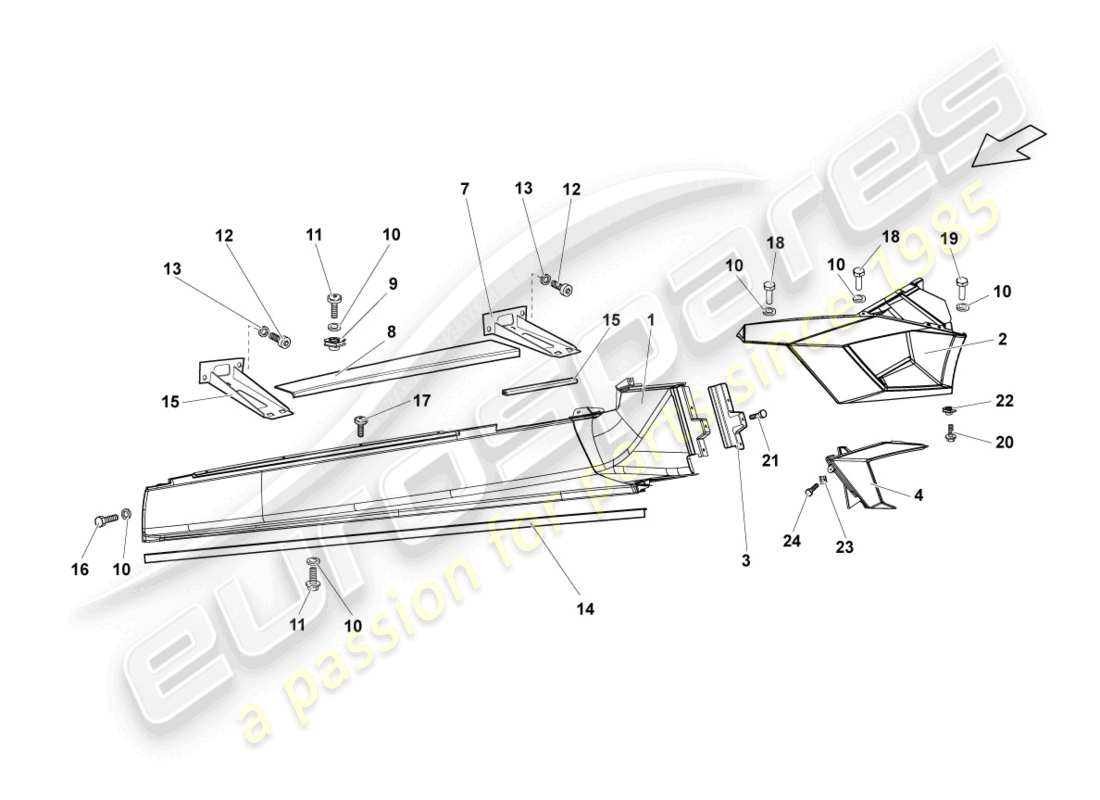 lamborghini reventon roadster miembro lateral izquierdo diagrama de piezas