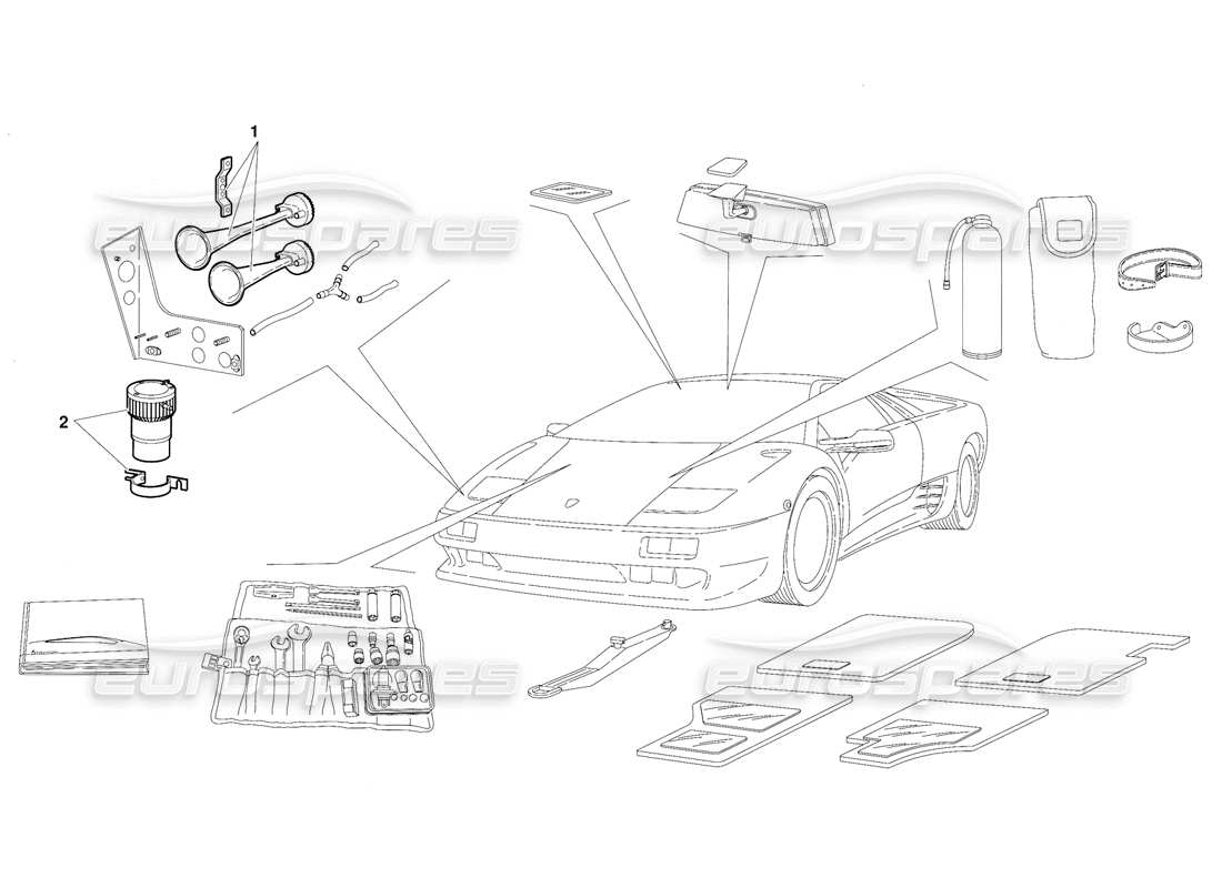 lamborghini diablo (1991) accesorios (válido para la versión de suiza: 1991 de octubre) diagrama de piezas