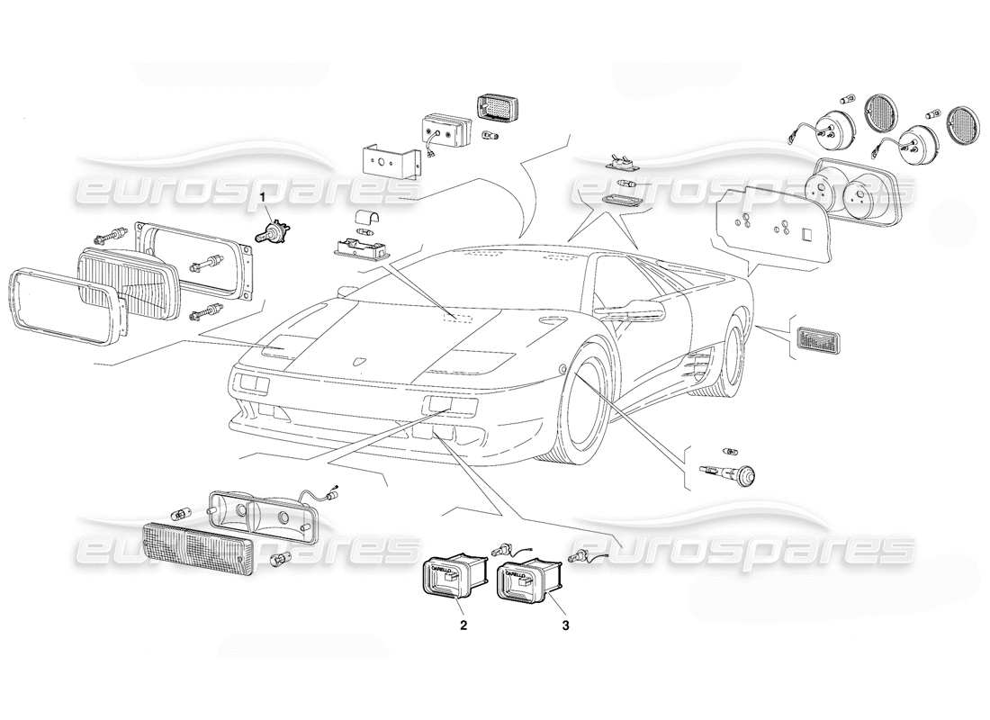 lamborghini diablo (1991) luces (válido para la versión de francia: 1991 de octubre) diagrama de piezas