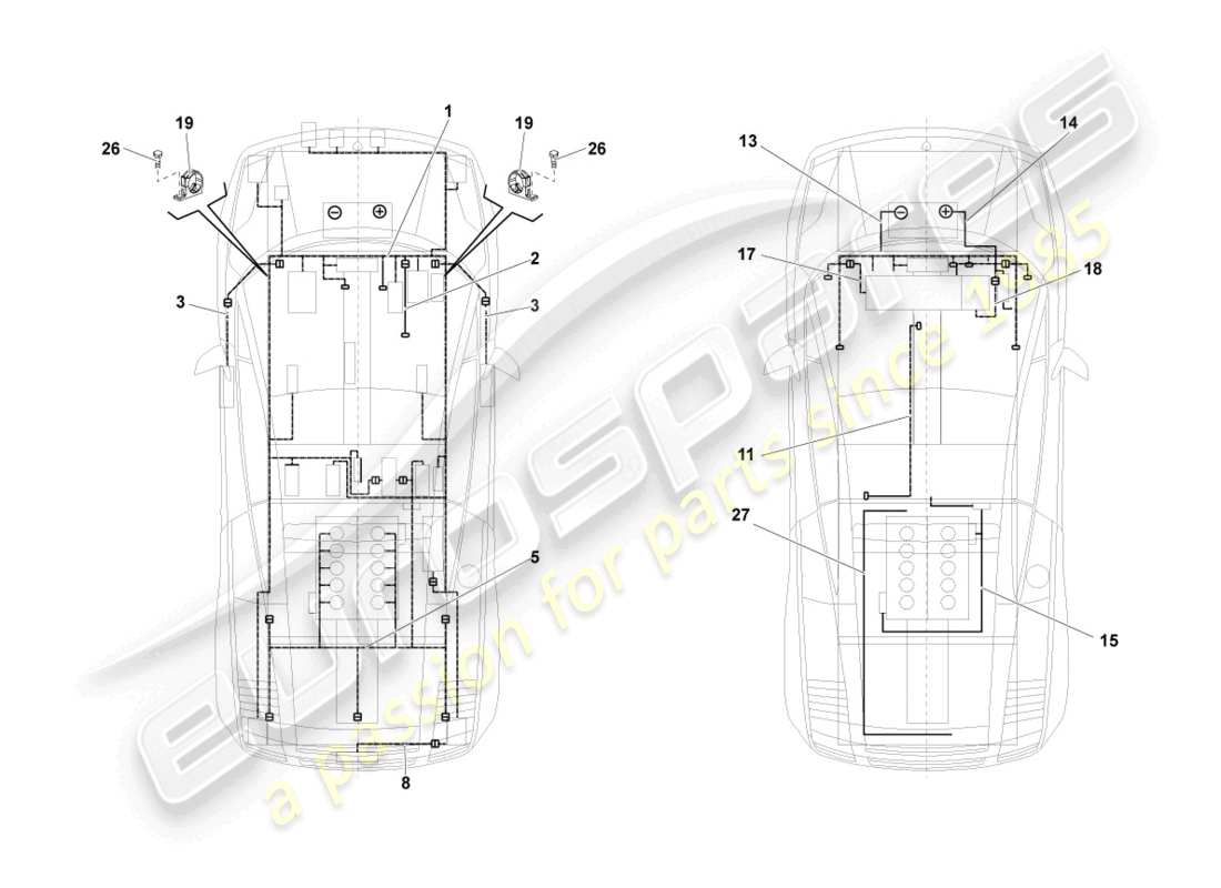 lamborghini lp570-4 spyder performante (2014) telares de cableado diagrama de piezas