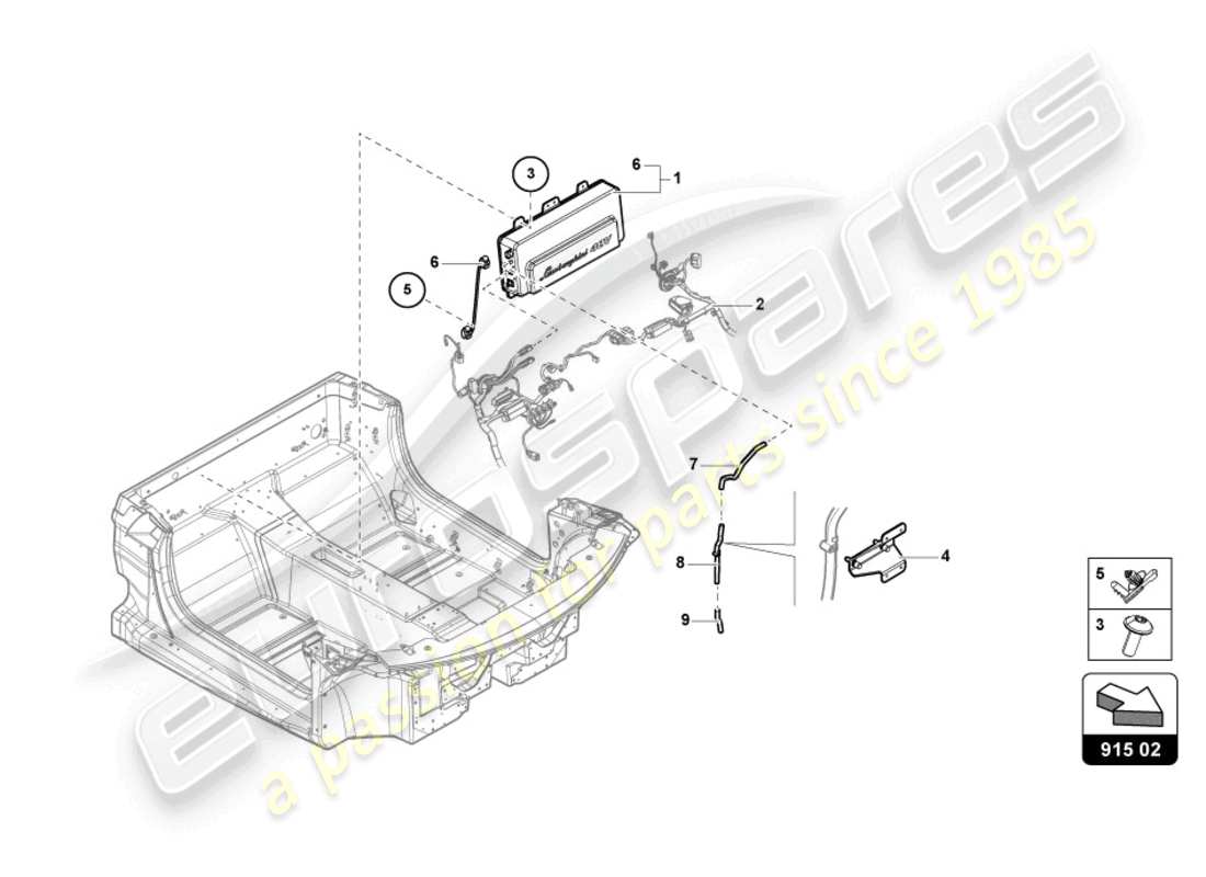 lamborghini sian roadster (2021) diagrama de piezas de la batería auxiliar