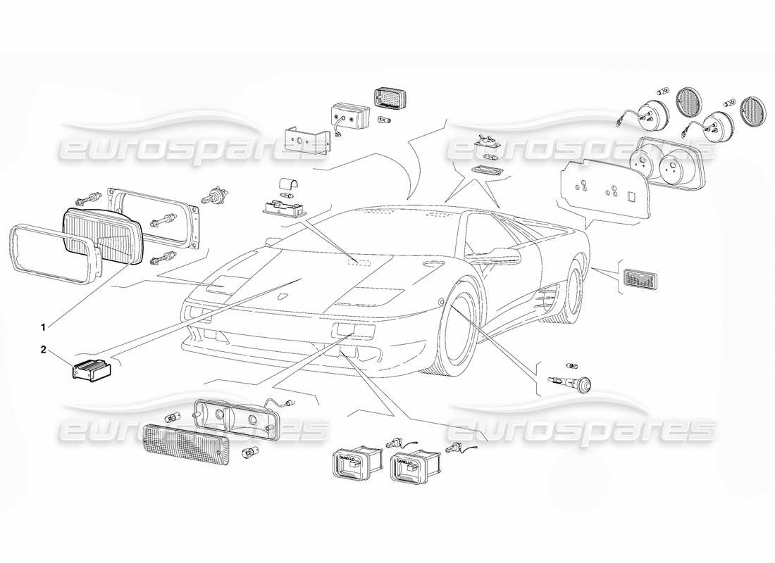 lamborghini diablo (1991) luces (válido para la versión gb: 1991 de octubre) diagrama de piezas