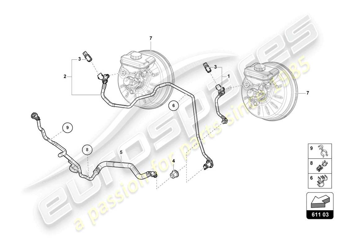 lamborghini urus performante (2024) mangueras de vacío para servo freno diagrama de piezas
