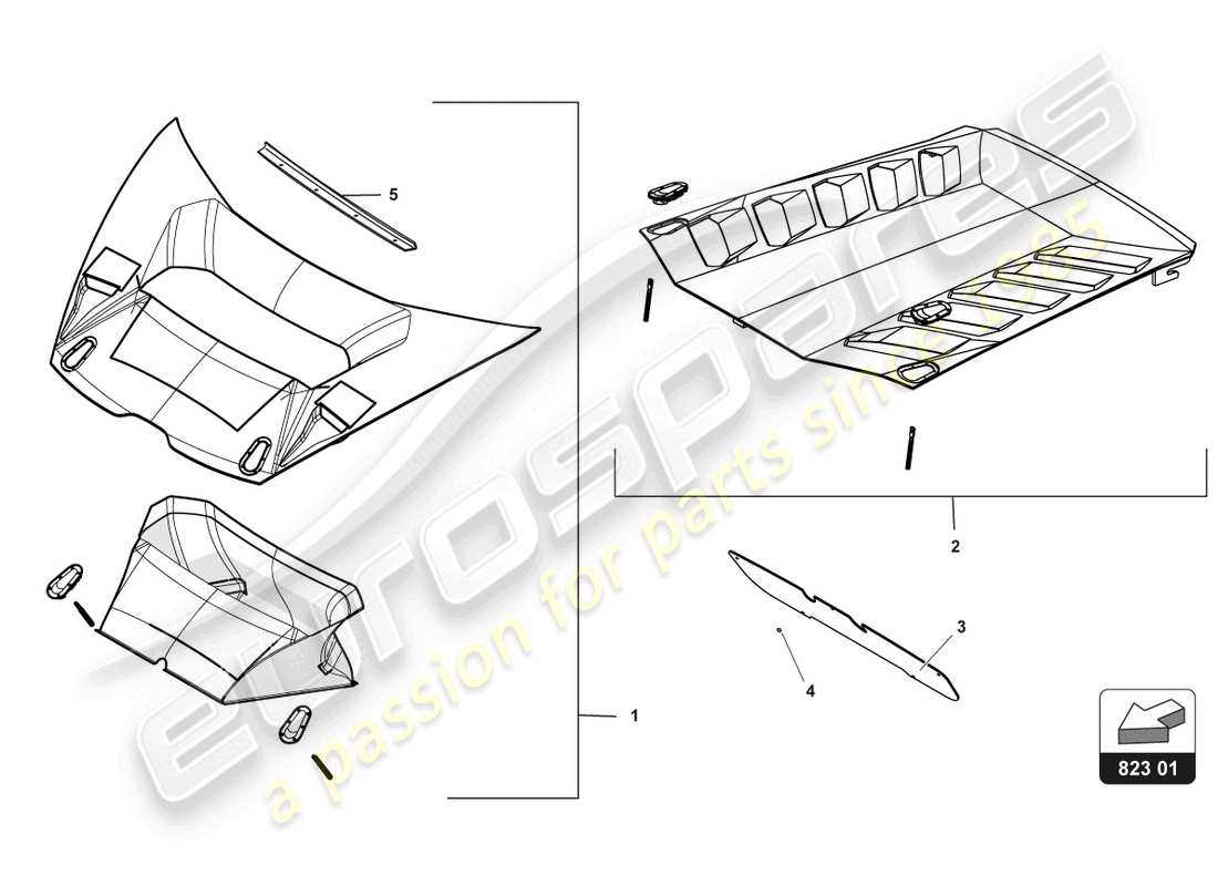 lamborghini 2017 (gt3) capós diagrama de piezas