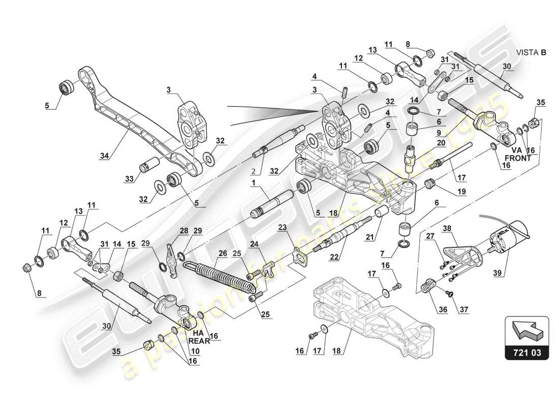 lamborghini gt3 evo (2018) mecanismo del pedal diagrama de piezas