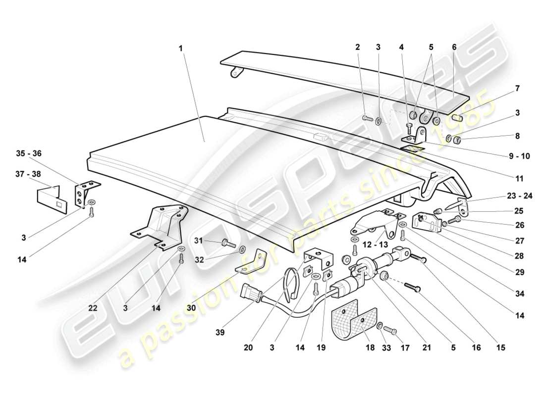 lamborghini lp640 roadster (2008) diagrama de piezas de la tapa trasera