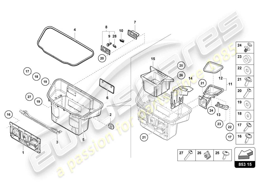 lamborghini sto (2022) forro del maletero diagrama de piezas