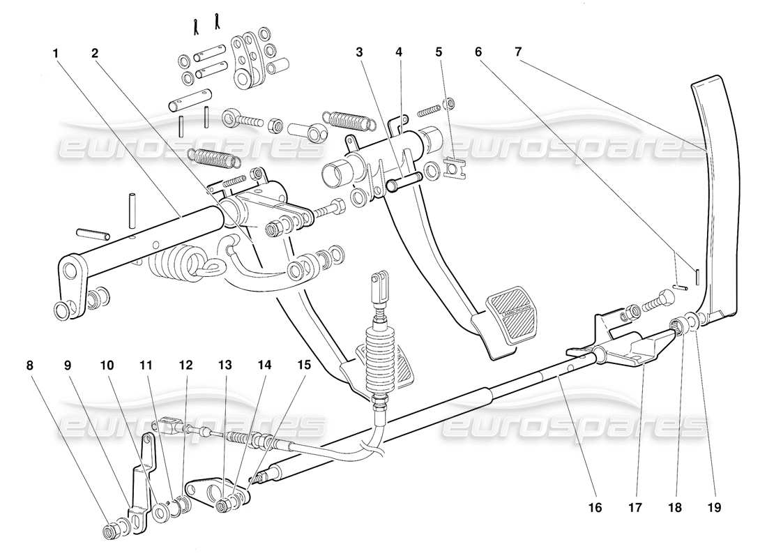 lamborghini diablo (1991) pedales (válido para la versión de australia: 1991 de octubre) diagrama de piezas