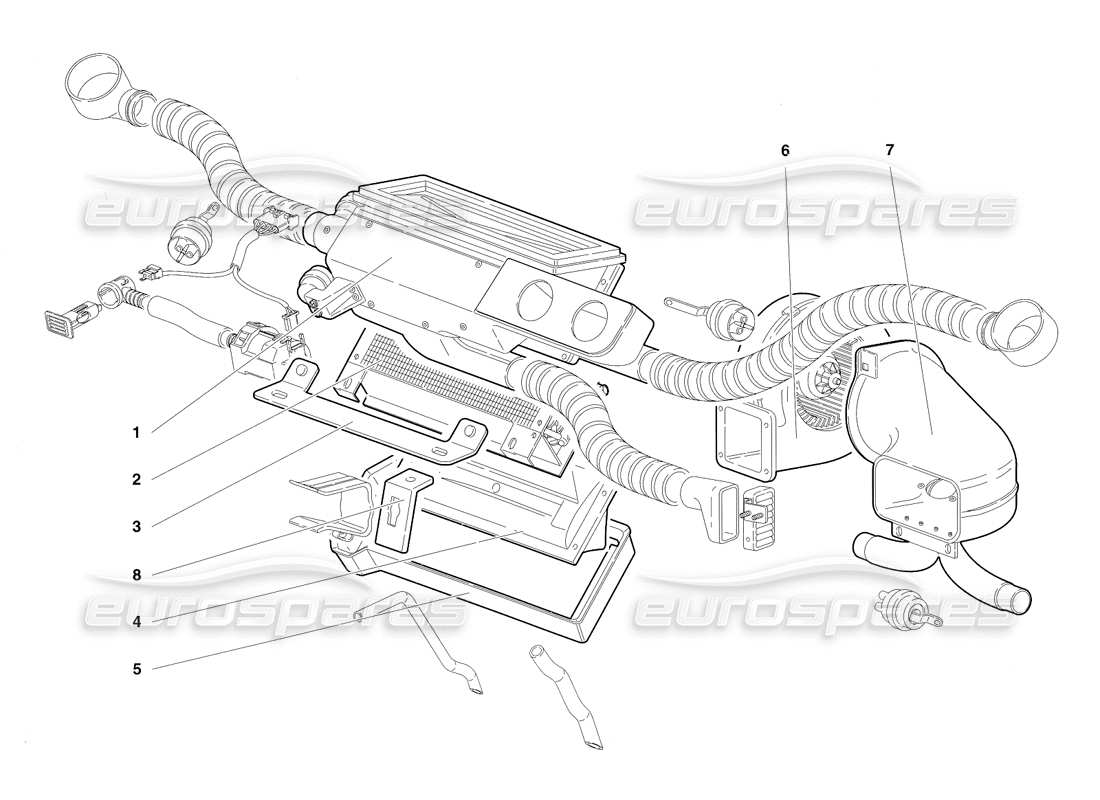 lamborghini diablo sv (1997) diagrama de piezas de control de clima (válido para rh d. - marzo 1997)