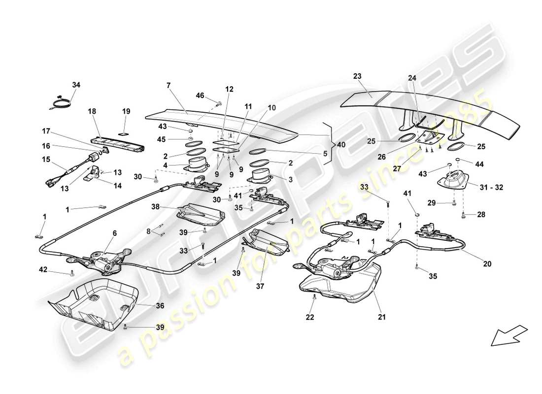 lamborghini lp560-4 coupe (2012) spoiler para tapa trasera diagrama de piezas