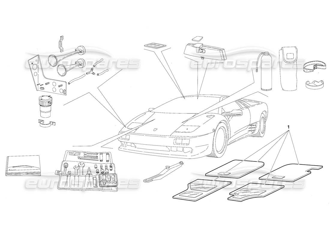 lamborghini diablo (1991) accesorios (válido para la versión de australia: 1991 de octubre) diagrama de piezas