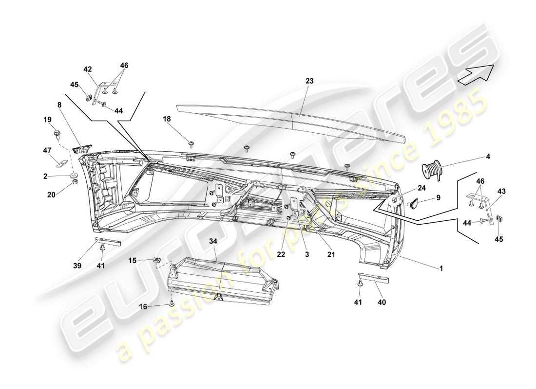 lamborghini lp570-4 spyder performante (2013) diagrama de pieza del parachoques delantero