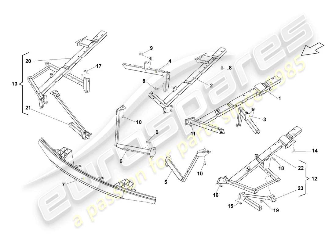 lamborghini lp560-4 spider (2013) parte delantera de la carrocería diagrama de piezas