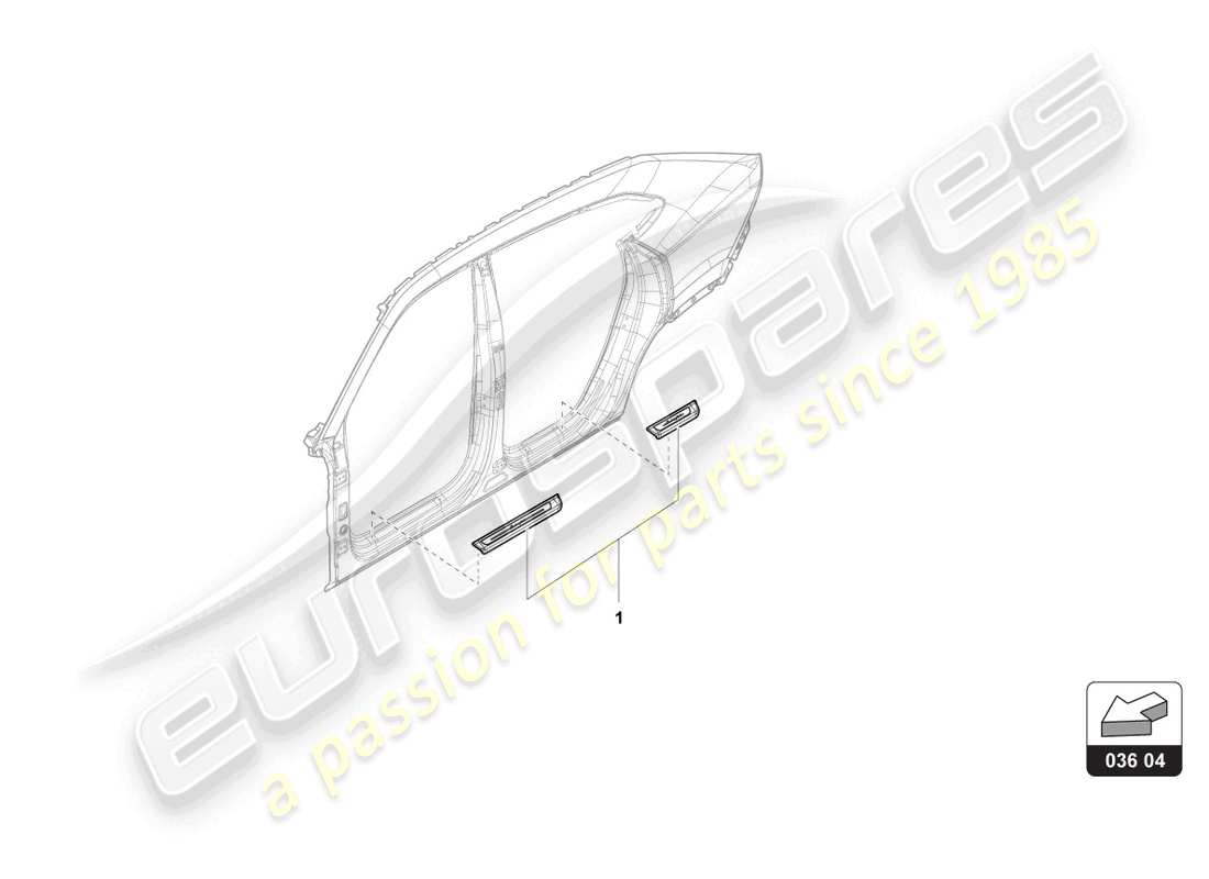 lamborghini urus performante (accessories) diagrama de piezas de la placa del talón