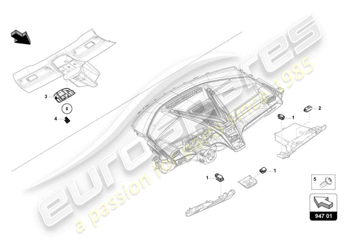 lamborghini revuelto coupe (2024) led interior light diagrama de piezas