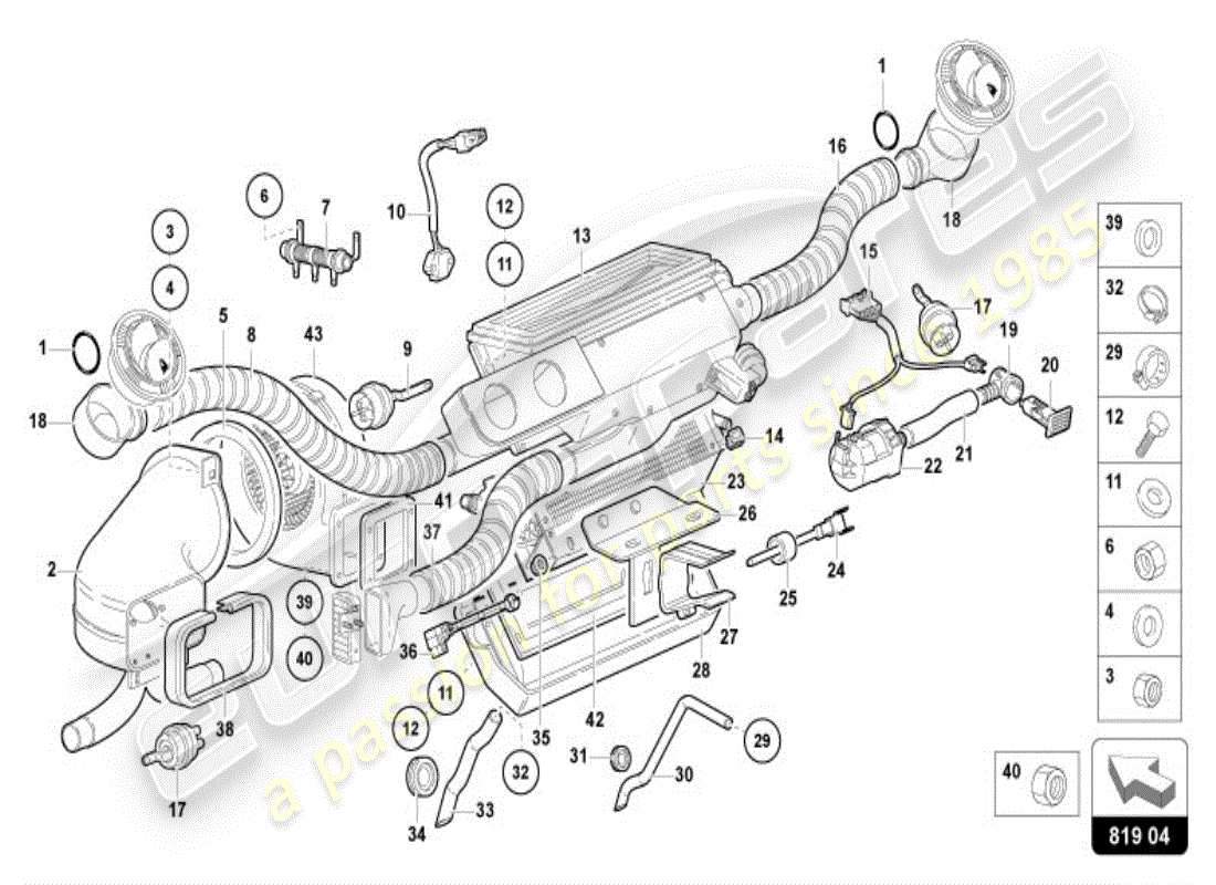 lamborghini diablo vt (1997) canal de guia aerea diagrama de piezas