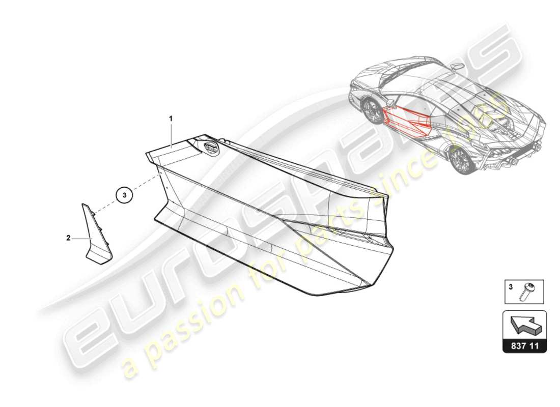 lamborghini sian roadster (2021) diagrama de piezas de la puerta