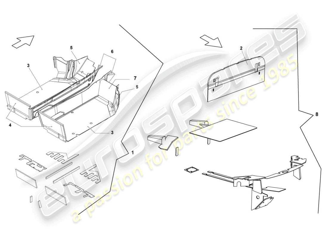 lamborghini gallardo spyder (2006) revestimiento de suelo diagrama de piezas