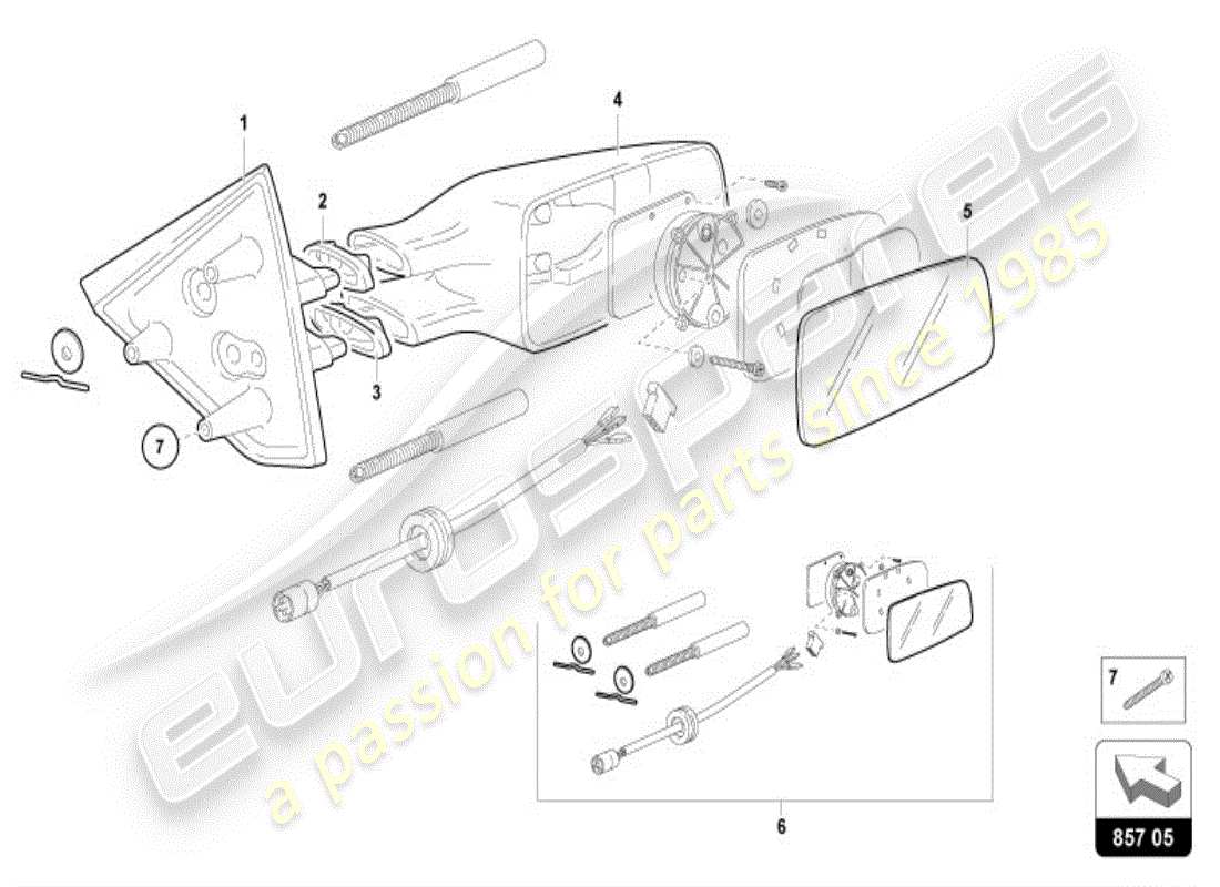lamborghini diablo vt (1997) espejo exterior diagrama de piezas