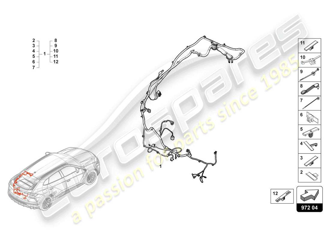 lamborghini urus (2022) juego de cables para porton trasero diagrama de piezas