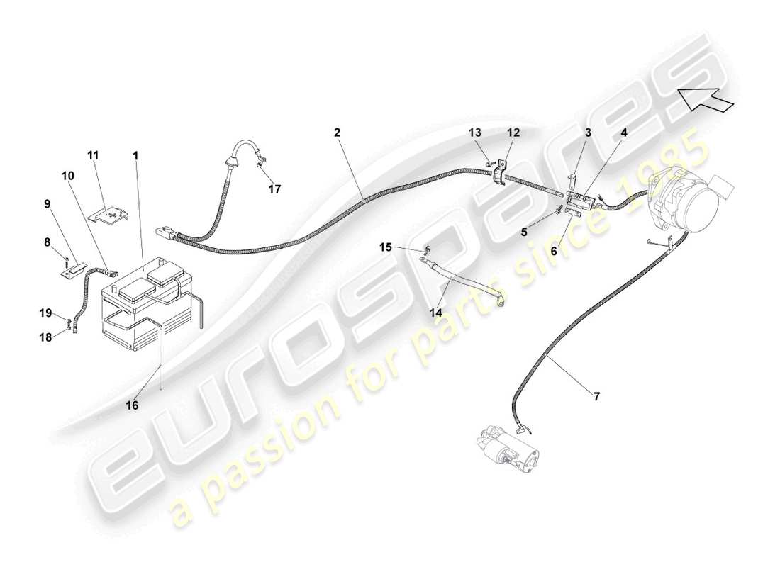 lamborghini lp550-2 spyder (2010) diagrama de piezas de la batería
