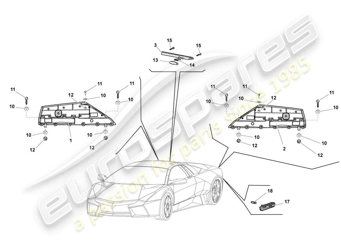 lamborghini reventon diagrama de piezas de la luz trasera led