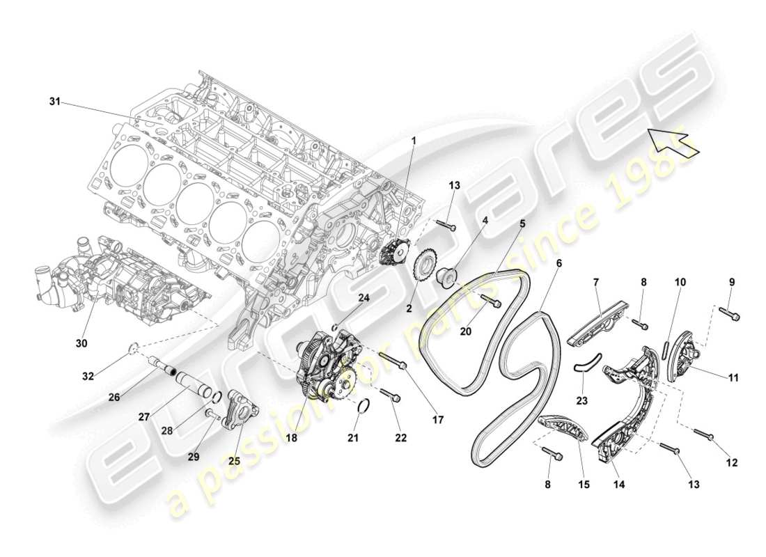 lamborghini lp560-4 coupe fl ii (2013) cadena de distribución diagrama de piezas