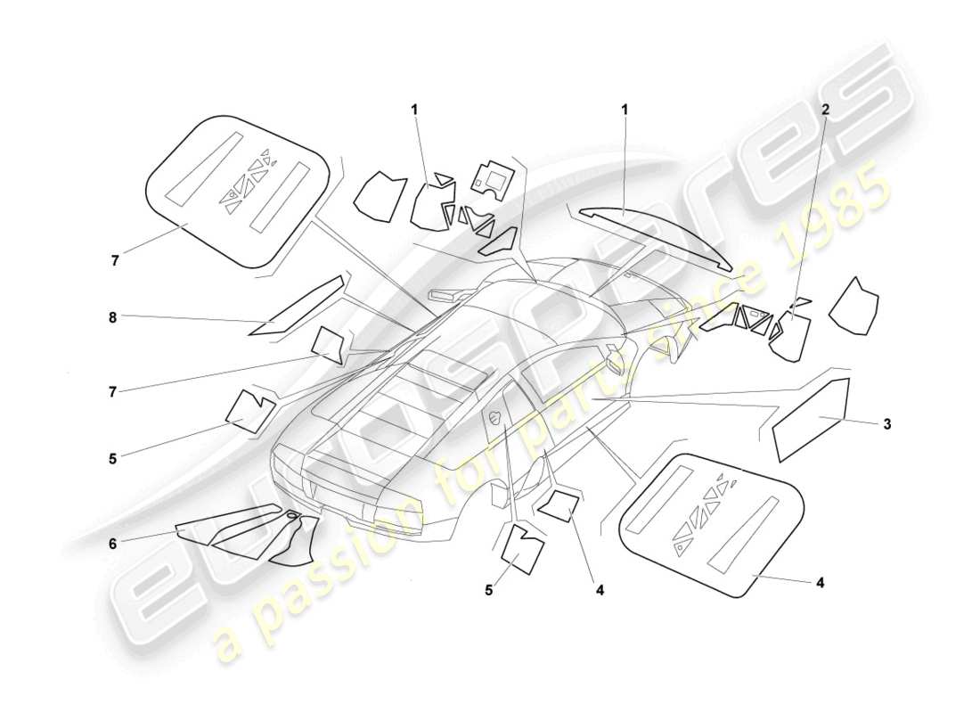 lamborghini reventon protección contra llama diagrama de piezas