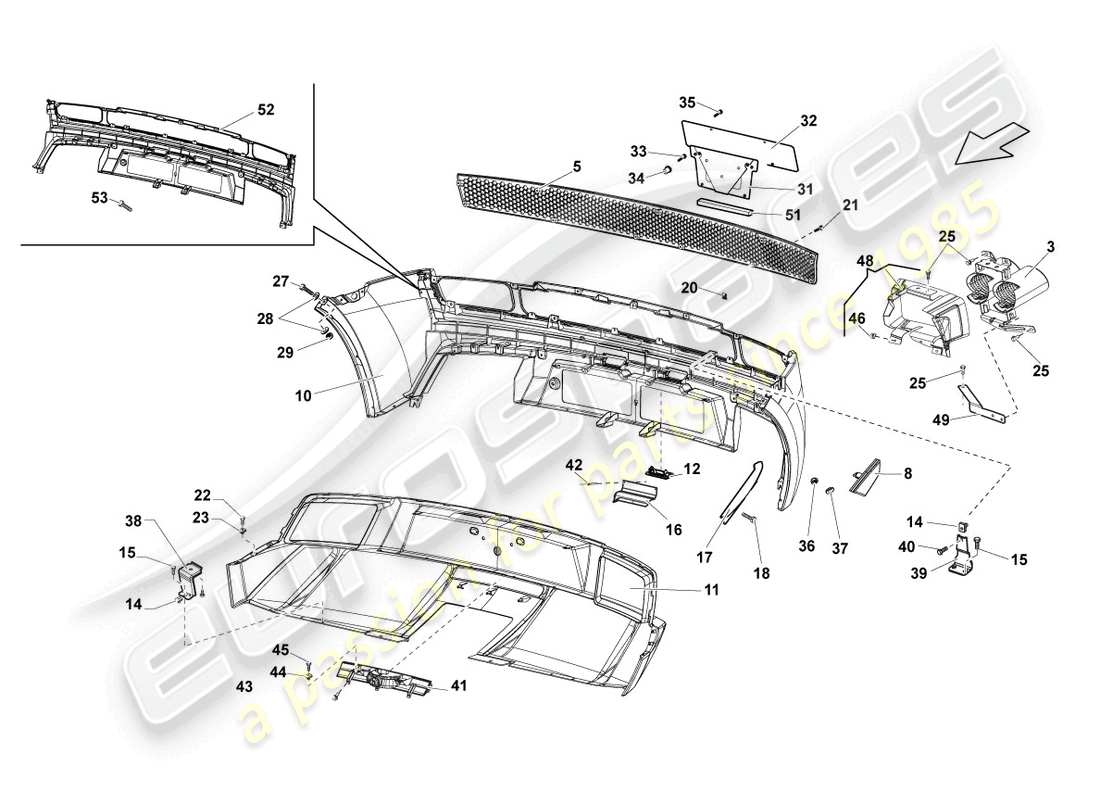 lamborghini lp570-4 sl (2014) parachoques trasero diagrama de piezas