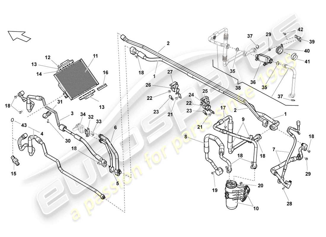 lamborghini lp570-4 sl (2010) diagrama de piezas del condensador de a/c