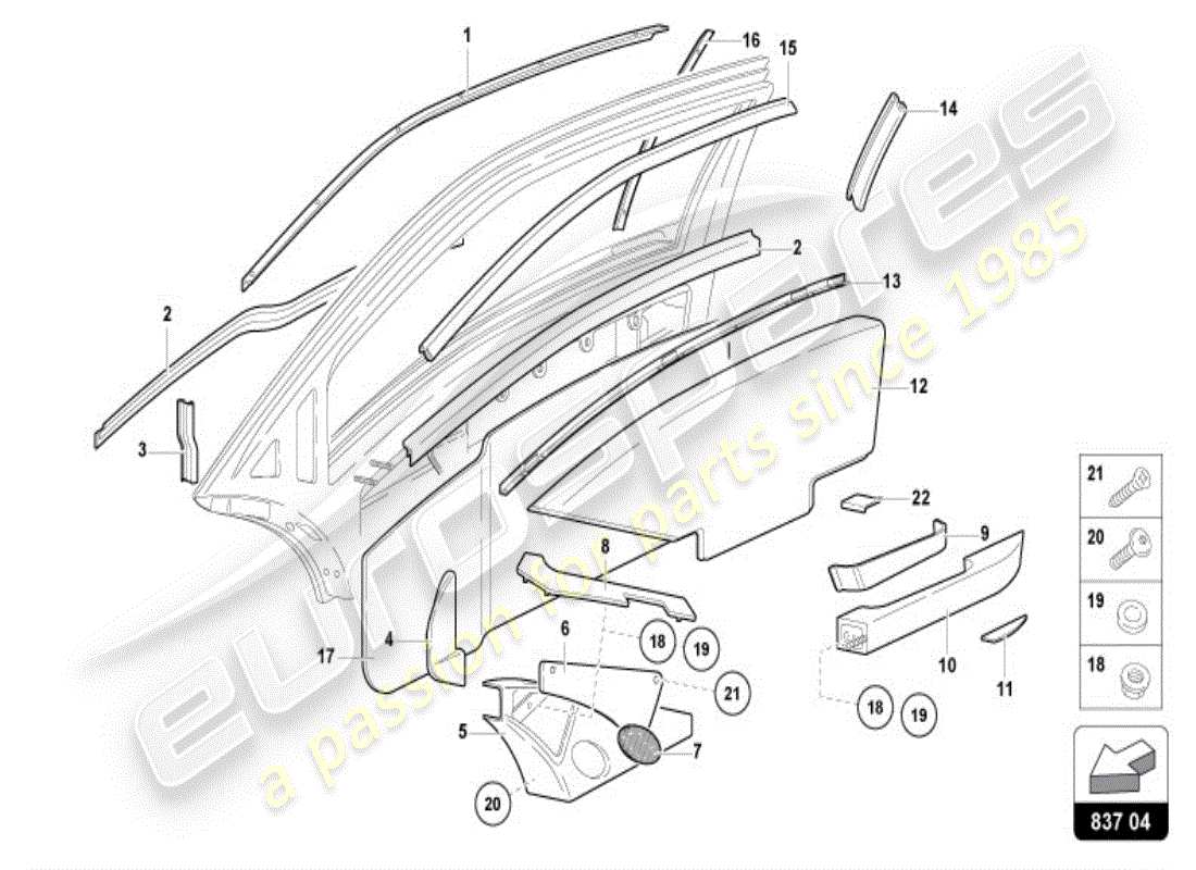 lamborghini diablo vt (1997) puerta del conductor y del pasajero diagrama de piezas