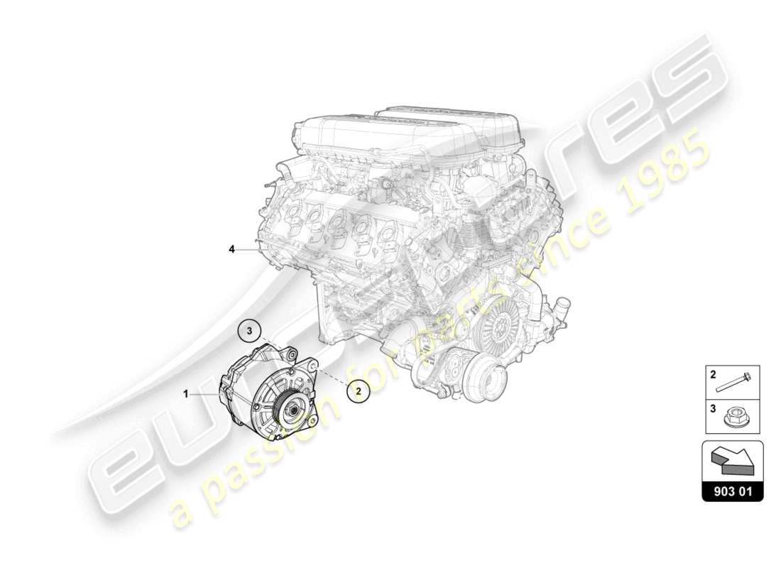 lamborghini evo coupe 2wd (2023) alternador diagrama de piezas