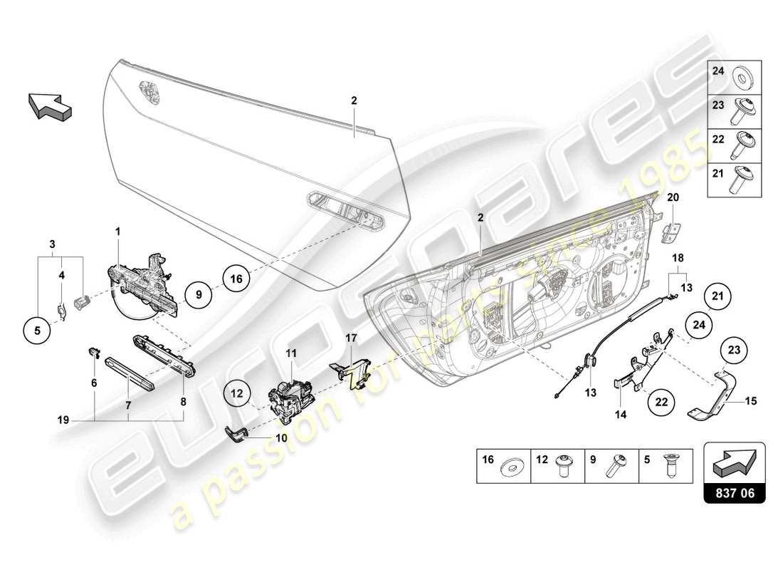 lamborghini sto (2022) manija de puerta interior diagrama de pieza
