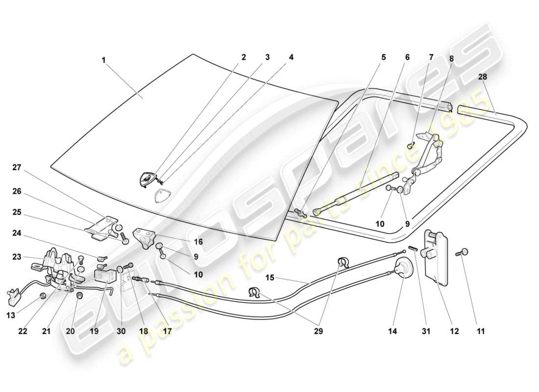 lamborghini lp640 coupe (2008) capó diagrama de piezas