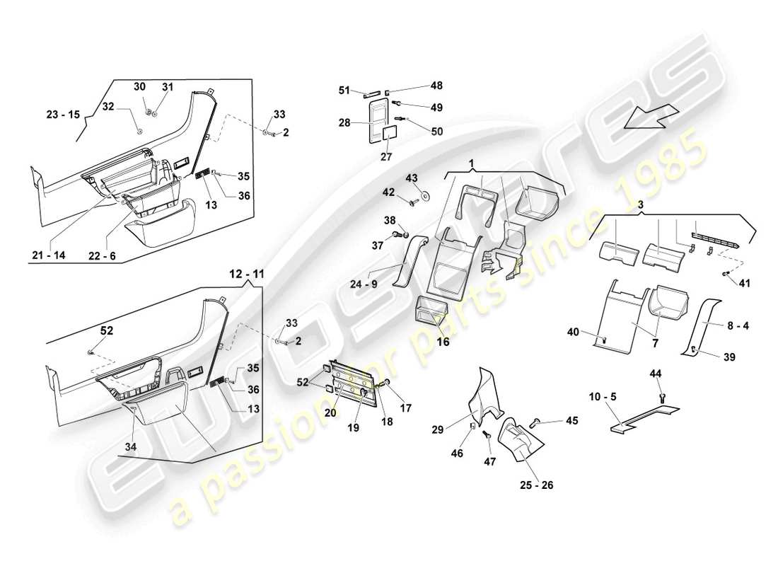 lamborghini reventon diagrama de piezas del trim del pilar