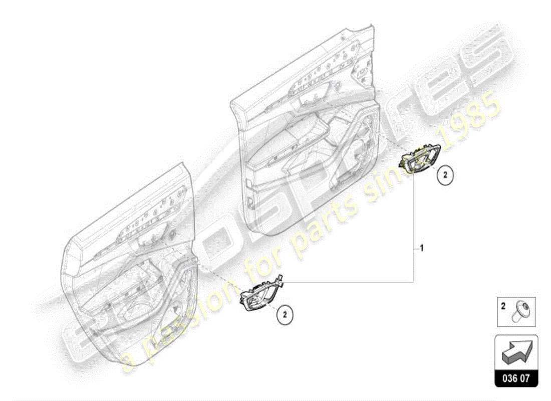 lamborghini urus performante (accessories) manija de puerta interior diagrama de pieza