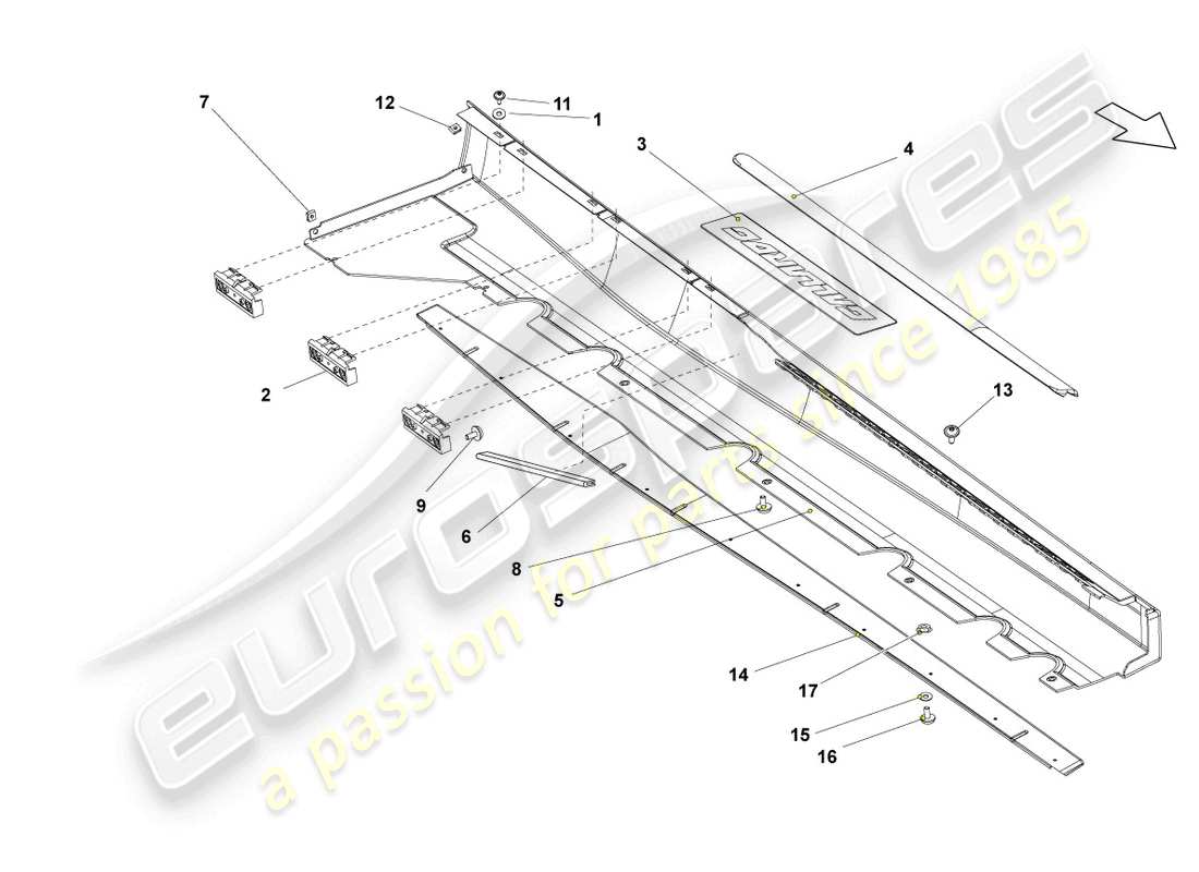 lamborghini lp550-2 spyder (2011) moldura de larguero diagrama de piezas