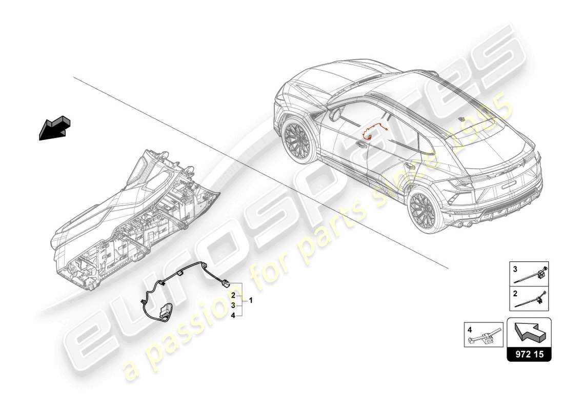 lamborghini urus (2019) arnés de cableado para el ventilador diagrama de piezas