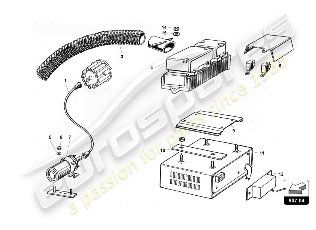 lamborghini countach 25th anniversary (1989) diagrama de piezas del sistema eléctrico