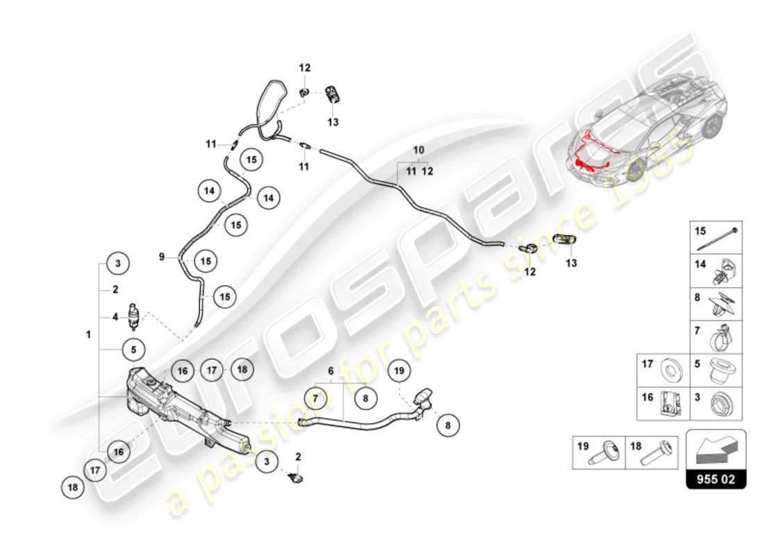lamborghini revuelto coupe (2024) sistema arandela diagrama de piezas