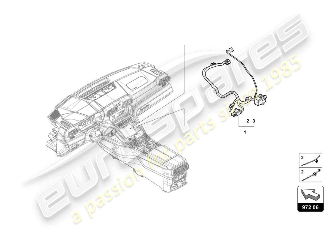 lamborghini urus (2020) mazo de cableado para consola central diagrama de piezas