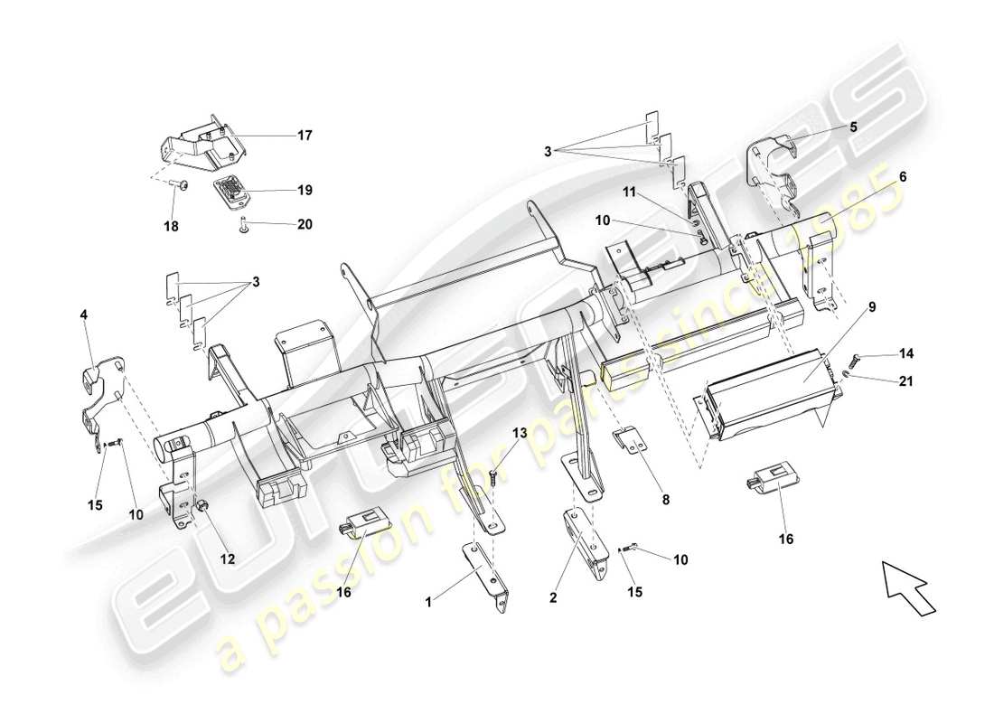 lamborghini gallardo spyder (2006) travesaño para tablero de instrumentos diagrama de piezas