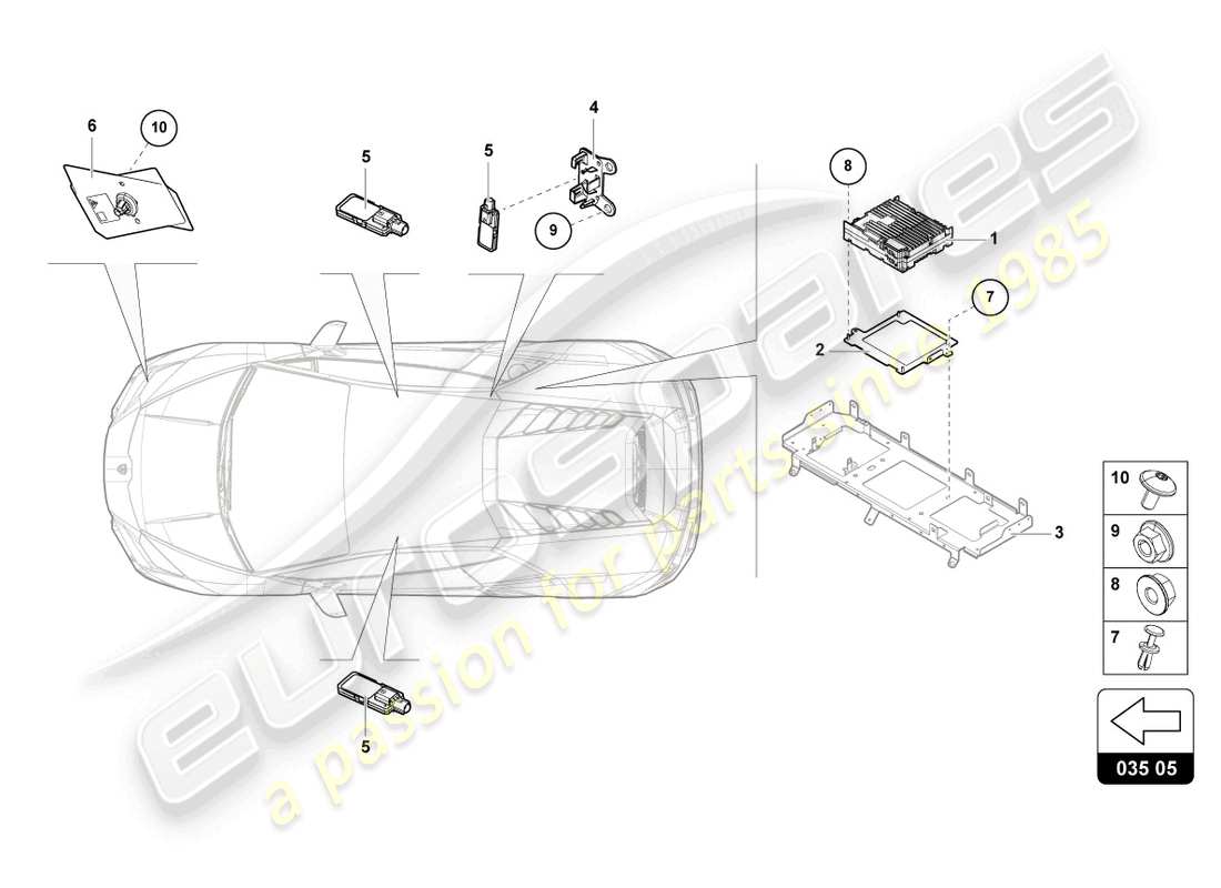 lamborghini evo spyder (2021) aéreo diagrama de piezas