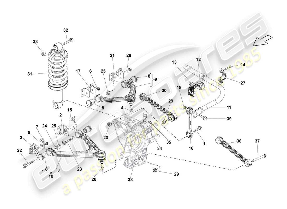 lamborghini lp560-4 spider (2011) obús trasero diagrama de piezas