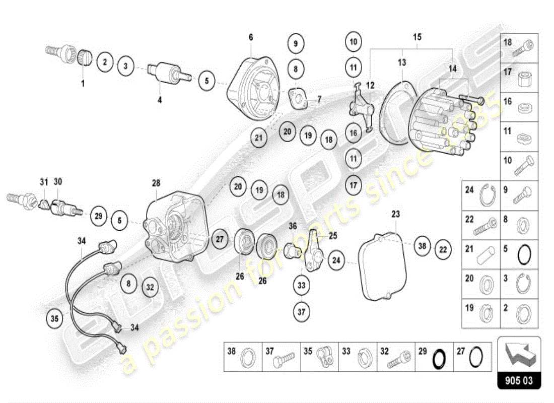 lamborghini diablo vt (1996) sistema de encendido diagrama de piezas