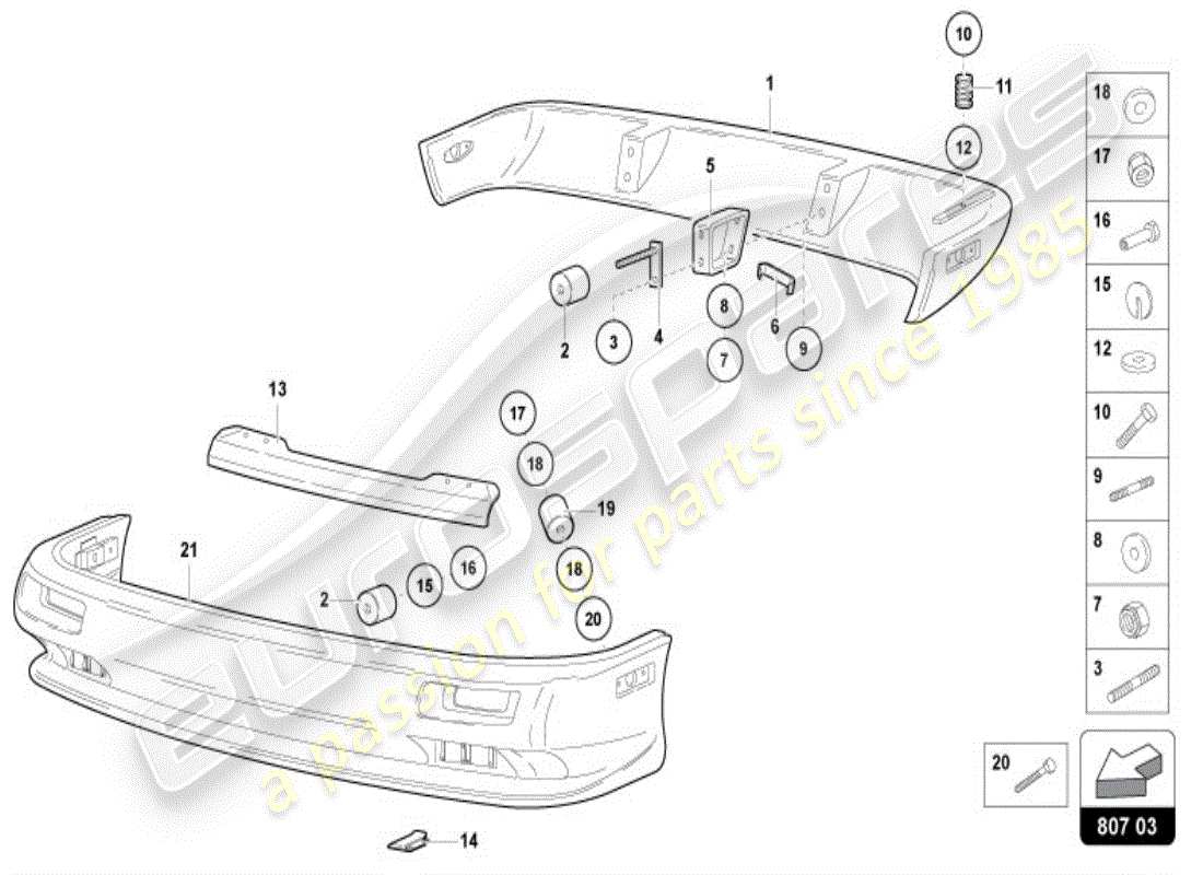 lamborghini diablo vt (1995) parachoques completo diagrama de pieza